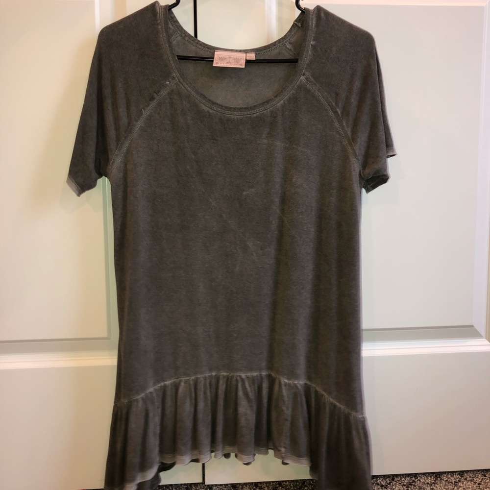 Gray blouse with ruffles